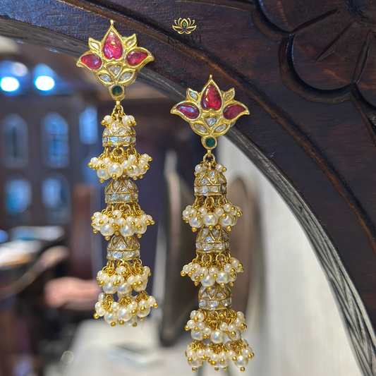 22kt Gold Polki Diamond Jhumka Earrings